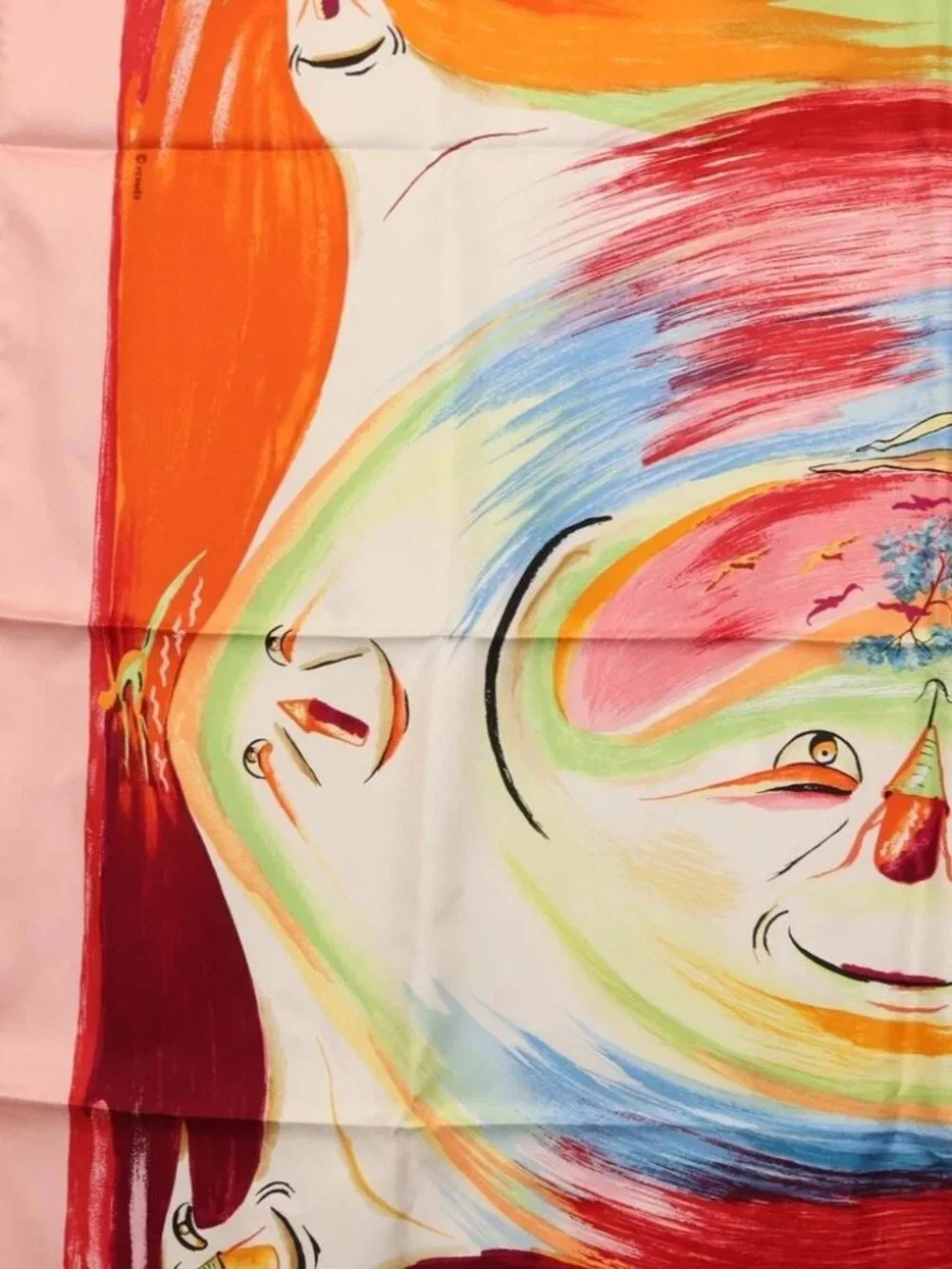 HERMES Carre 90 Scarf "Smiles in Third millenary" Silk Pink Auth - Picture 9 of 15